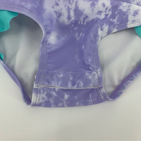 Hurley NWT Baby Girl Purple Tie Dye Unicorn Ruffle Leg One Piece Swim Suit, 24M - Picture 10 of 15